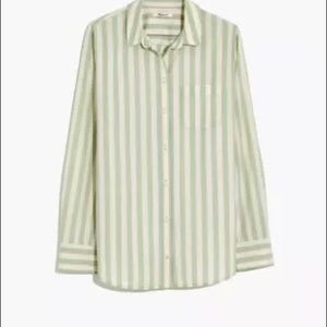 NWT Madewell Tunic Shirt in Hampden Stripe Green